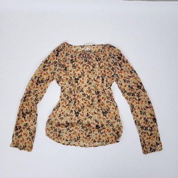 *Free With Purchase* Y2K long sleeve sheer blouse wrinkled texture floral - Picture 6 of 12